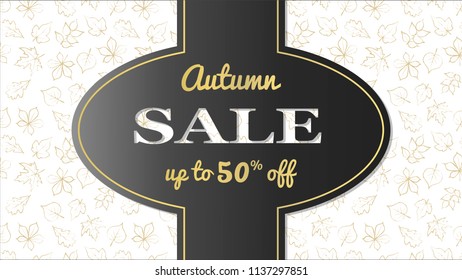 Autumn sale banner with golden leaves. Vector