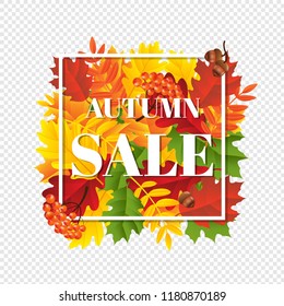 Autumn Sale Banner With Gradient Mesh, Vector Illustration