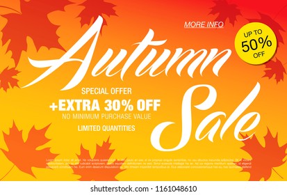 autumn sale banner layout design, vector illustration