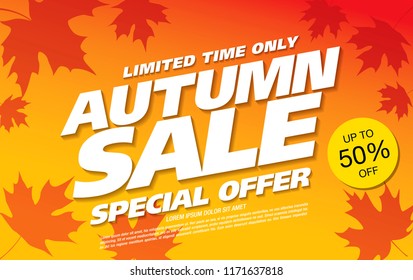 autumn sale banner layout design, vector illustration