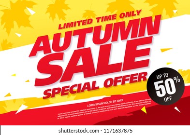 autumn sale banner layout design, vector illustration