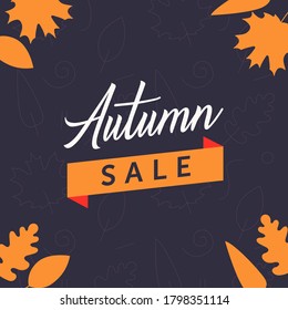 Autumn sale banner. Autumn leaf background