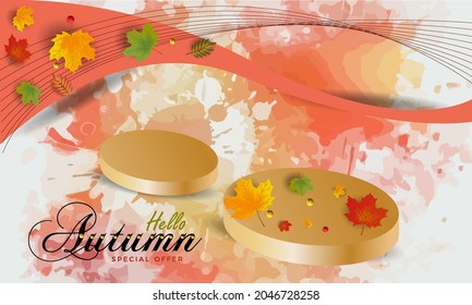 Autumn  sale banner with leaves. Can be used for shopping sale, banner,  invitation, website or greeting card. Vector illustration