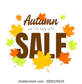 Autumn Sale Banner with Autumn leaves. Vector background.