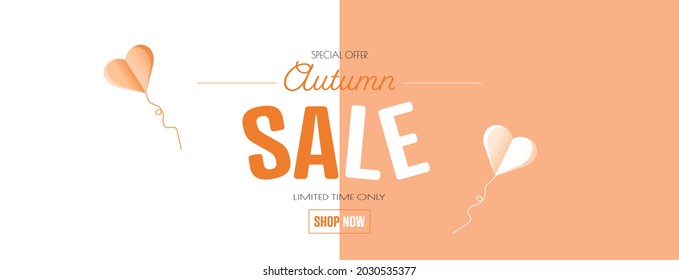 Autumn sale banner. Modern minimal design for Sales. Flat vector illustration.