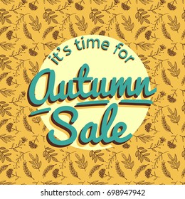 Autumn Sale Banner With nature pattern.