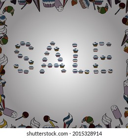 Autumn Sale banner. Seamless pattern. Lettering in black, white and brown colors. Vintage design. Lettering. Vector illustration.
