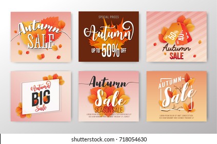 Autumn Sale Banner and Season's Greetings Background Design. Vector illustration