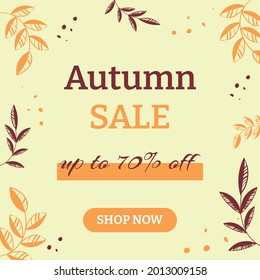 Autumn Sale Banner for Social Media Light Yellow Background Autumn Theme Autumn Leaves Autumn Vibes