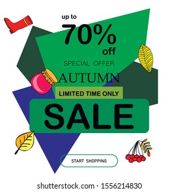 Autumn sale banner template design, Special offer. Ad concept. Vector illustration.