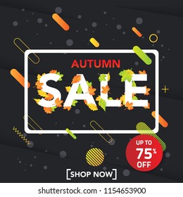 Autumn sale banner template with leaves, fall leaves for shopping sale. banner design. Poster, card, label, web banner. Vector illustration
