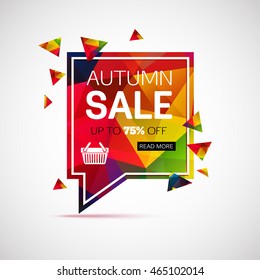 Autumn sale banner template for shop, online store, supermarket, fair, boutique. Vector eps 10 format.
