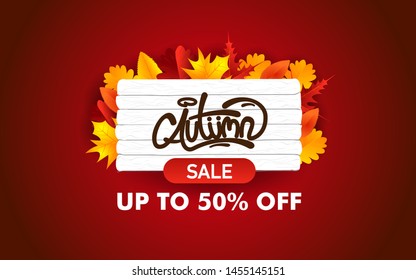 Autumn Sale. Banner template vector illustration. With Typography and Element