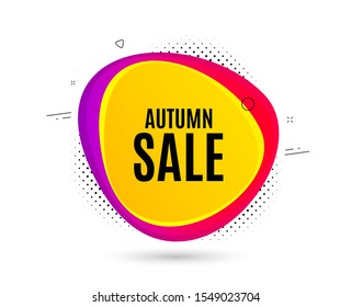 Autumn Sale. Banner text shape. Special offer price sign. Advertising Discounts symbol. Geometric vector banner. Autumn sale text. Gradient shape badge. Halftone pattern. Vector