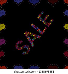 Autumn Sale banner. Vector illustration. Lettering in black, violet and red colors. Seamless pattern. Lettering. Vintage design.
