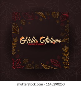 Autumn Sale banner with-hand draw doodle leaves on the background