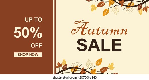 autumn sale banner,flat and simple design