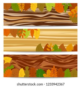 Autumn sale banners. Three autumn sale banners with yellow leaves. Vector illustration.
