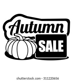 Autumn sale black and white icon. EPS 10 vector illustration.