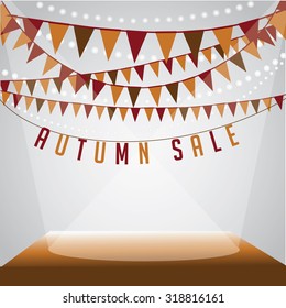 Autumn sale bunting background EPS 10 vector royalty free stock illustration for greeting card, ad, promotion, poster, flier, blog, article, social media, marketing