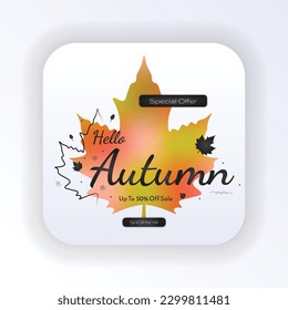 Autumn Sale button Vector illustration. simple autumn design, banner, poster, brochure, for social media