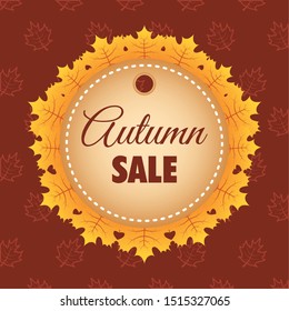 autumn sale circular seasonal frame vector illustration design