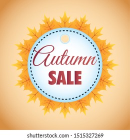 autumn sale circular seasonal frame vector illustration design