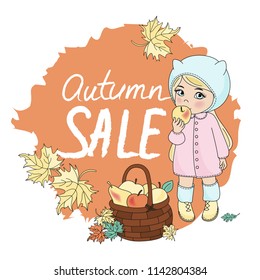 AUTUMN SALE Color Vector Illustration Set for Scrapbooking and Digital Print on Card and Photo Children’s Albums