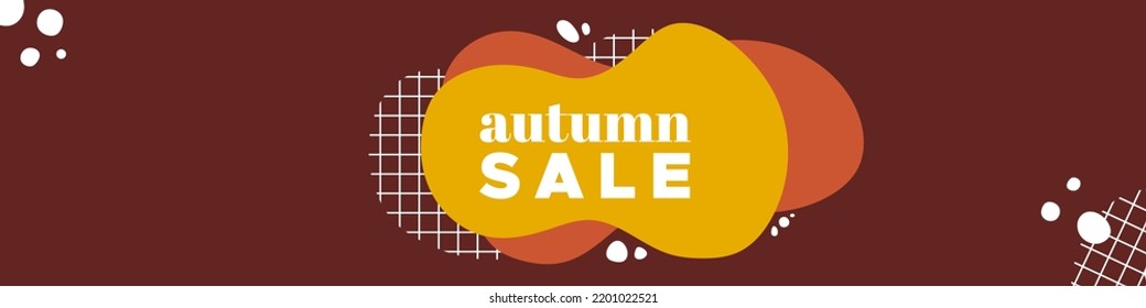 Autumn sale colorful banner. Abstract organic wavy shapes background. For newsletter, web header, social media post, promotional banner, advertising and identity. Vector illustration, flat design