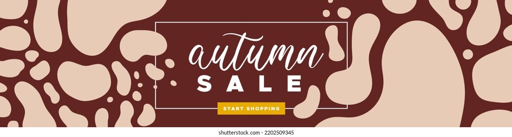 Autumn sale colorful banner. Abstract organic wavy shapes background. For newsletter, web header, social media post, promotional banner, advertising and identity. Vector illustration, flat design