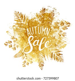 Autumn sale concept with golden leaves