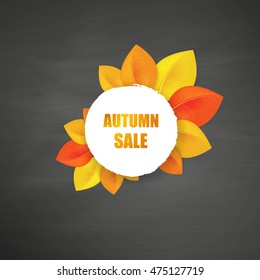 Autumn Sale Concept with Autumn Leaves Vector Illustration.

