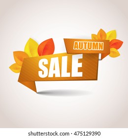 Autumn Sale Concept with Autumn Leaves Vector Illustration.

