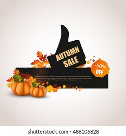 Autumn Sale Concept with Autumn Leaves Vector Illustration.

