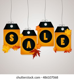 Autumn Sale Concept with Autumn Leaves Vector Illustration.

