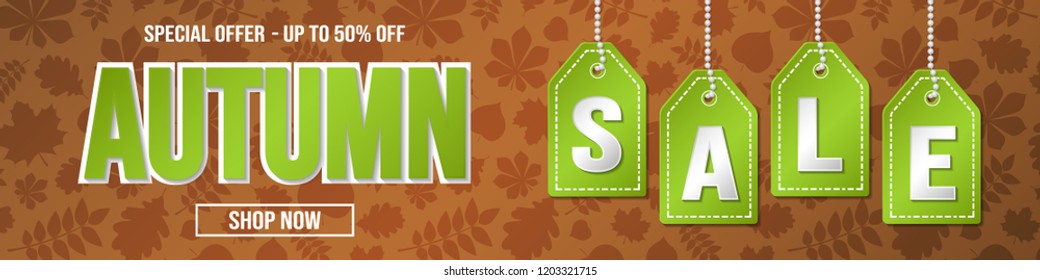 Autumn Sale - concept of panoramic banner. Vector.