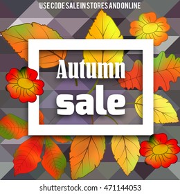 Autumn sale  design. Fall leaf. Label, banner template. promotion, advertising