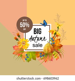 Autumn Sale Design. Vector fall banner for web or print