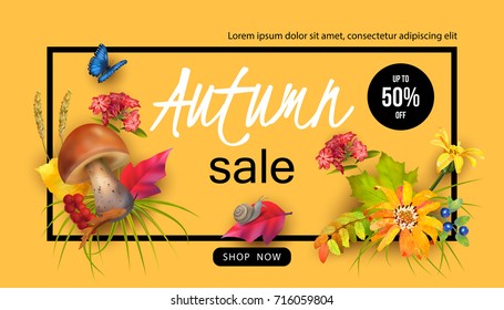 Autumn Sale Design. Vector fall banner for web or print