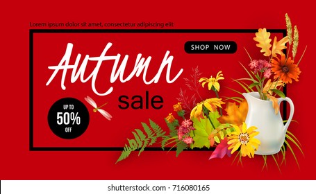 Autumn Sale Design. Vector fall banner for web or print
