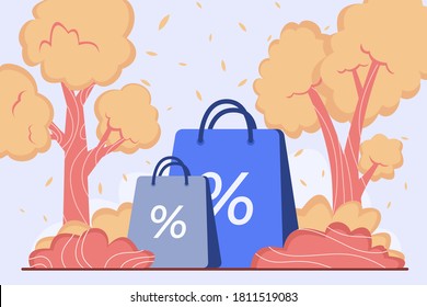 Autumn Sale Discount Big Sale With Shopping Bag. Fall Seasons Promotion Discount. Mega Sale, Flash Sale Promotion. Can Be Used For Website, E-commerce, Banner, Social Media Post, Poster, Animation.