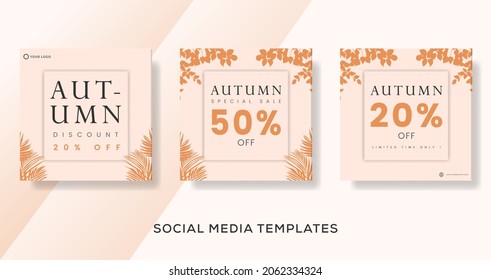 Autumn sale discount cover background banner. premum vector