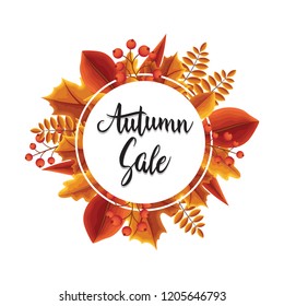 Autumn Sale Fall Leaves Shopping Promotion Card Label Banner