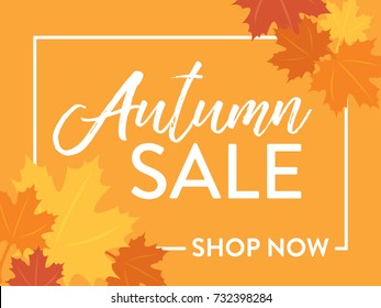 Autumn Sale, Fall Sale, One Time Only Shop Now Vector Illustration Sign Banner for shop, e-commerce, web, business, flyers, and posters