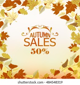 Autumn sale, falling leaves background