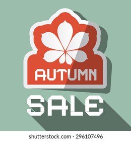 Autumn Sale Flat Design Vector Illustration with Chestnut Leaf