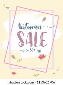 Autumn sale flyer template at discount up to 50% off,vector illustration design,eps10.