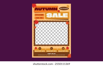 Flyer de rebajas de otoño. Ilustración vectorial