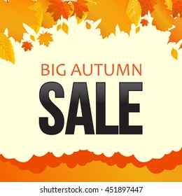 Autumn sale, foliage, banner. Vector illustration.