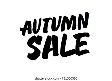 Autumn Sale! Handwriting calligraphy brush-pen style lettering. Black on white. Vector ink. Clean and minimal. 